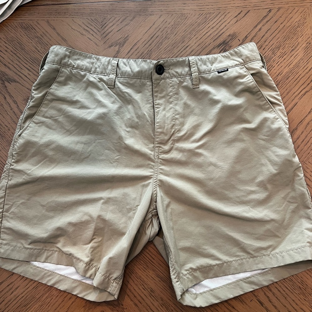 Mens Shorts Size 33 Khaki Hurley Nike Dri Fit 6.5” inseam
